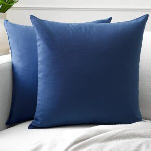 Encasa XO Cotton Throw Pillow Covers 84 TC Set Of 2 I 16X16 In (40X40 Cm) - Cobalt Blue I No Insert I Plain Square Pillowcases I Machine Washable | Indoor Use Only